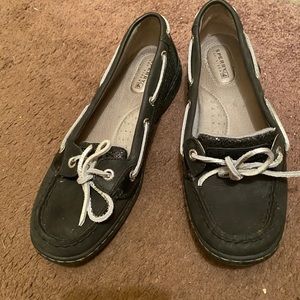 Black and silver sperrys